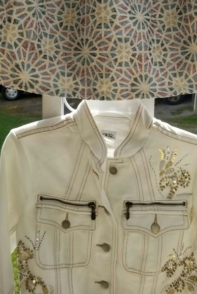 Cache Denim Beaded Jacket Size Small - Picture 8 of 8